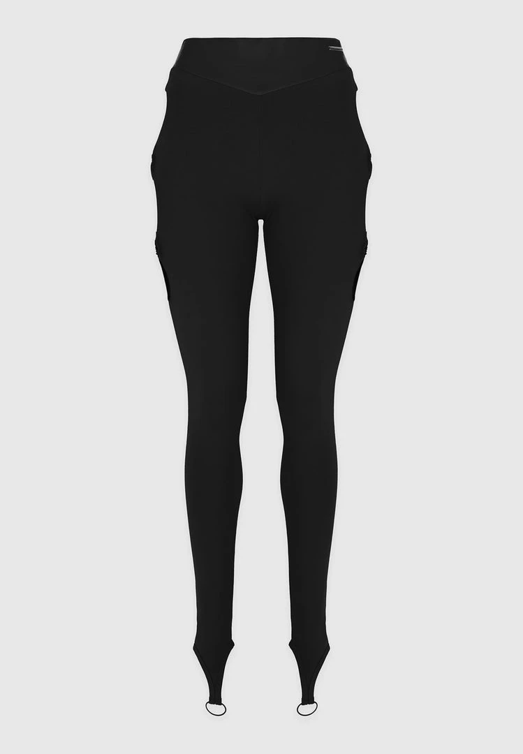 Woman Leggings Cut-Out O-Ring Leggings - Black