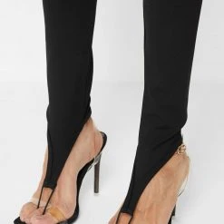Woman Leggings Cut-Out O-Ring Leggings - Black