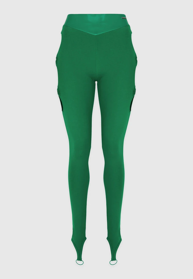 Woman Leggings Cut-Out O-Ring Leggings - Green