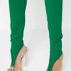 Woman Leggings Cut-Out O-Ring Leggings - Green
