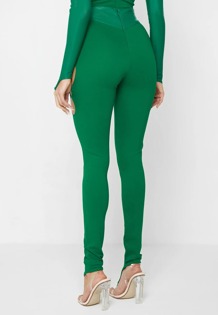 Woman Leggings Cut-Out O-Ring Leggings - Green