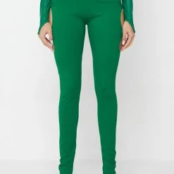 Woman Leggings Cut-Out O-Ring Leggings - Green