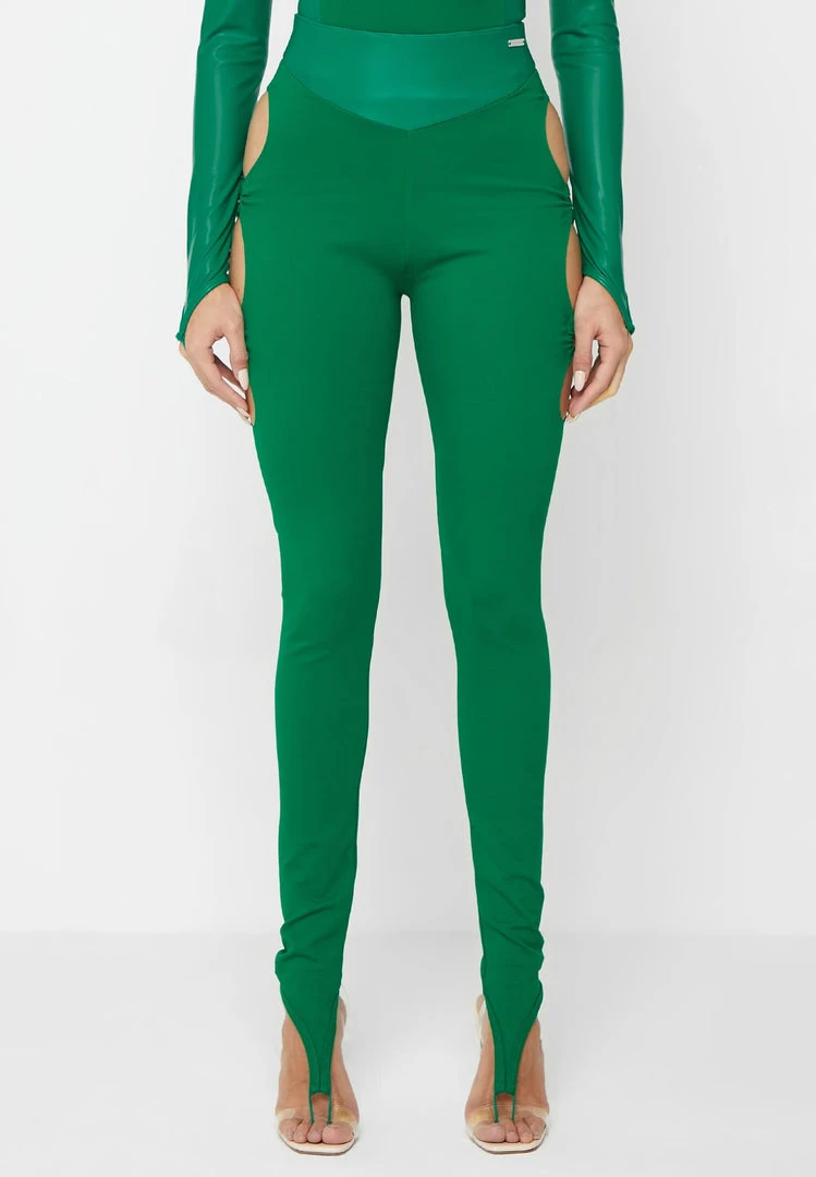 Woman Leggings Cut-Out O-Ring Leggings - Green