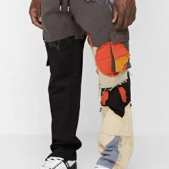 Man Casual Trousers Deconstructed Sun & Cloud Cargo Pants - Black