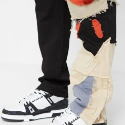 Man Casual Trousers Deconstructed Sun & Cloud Cargo Pants - Black