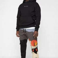 Man Casual Trousers Deconstructed Sun & Cloud Cargo Pants - Black