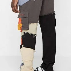 Man Casual Trousers Deconstructed Sun & Cloud Cargo Pants - Black