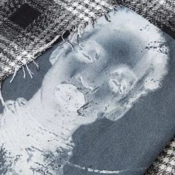 Man Shirts Denim And Check Graphic Shirt - Black