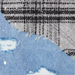 Man Shirts Denim And Check Graphic Shirt - Grey