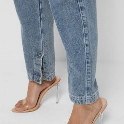 Woman Jumpsuits Denim Biker Jumpsuit - Mid Blue