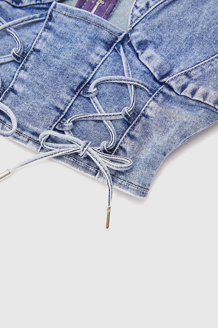 Woman Tops TOPS & T SHIRTS Denim Crossover Top - Blue