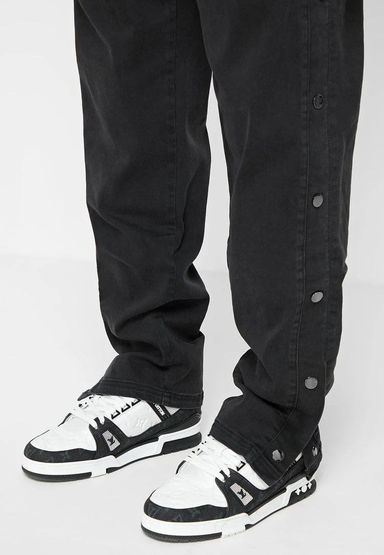 Man Denim Denim Popper Cargo Pants - Washed Black