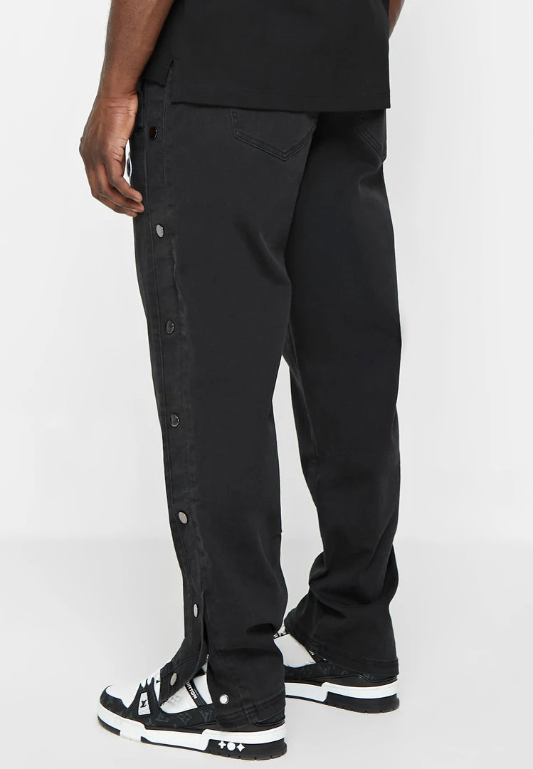 Man Denim Denim Popper Cargo Pants - Washed Black