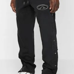 Man Denim Denim Popper Cargo Pants - Washed Black