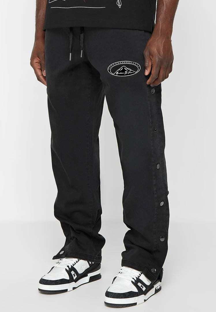Man Denim Denim Popper Cargo Pants - Washed Black