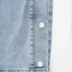 Man Denim Denim Popper Cargo Pants - Stonewash Blue