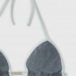 Woman Swim SWIMWEAR Denim Triangle Bikini Top - Mid Blue