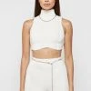 Woman Tops Detachable Chain Ribbed Velour Top - Off White TOPS & T SHIRTS