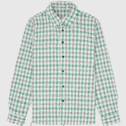 Man Shirts Distressed Check Shirt - Green