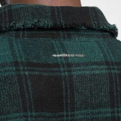 Man Shirts Distressed Check Overshirt - Forest Green