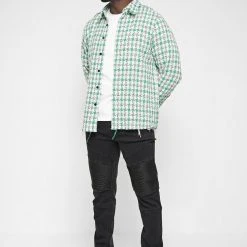 Man Shirts Distressed Check Shirt - Green