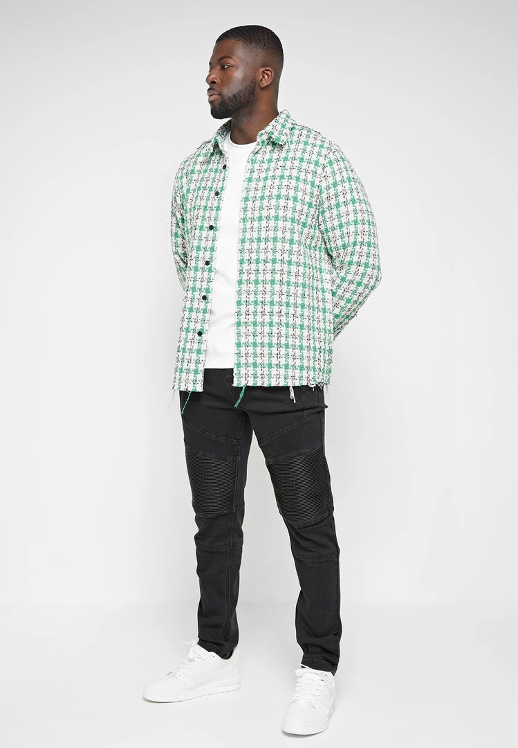 Man Shirts Distressed Check Shirt - Green
