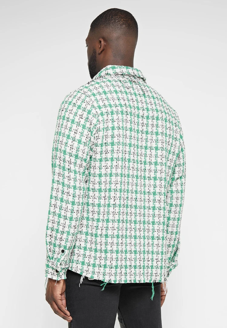 Man Shirts Distressed Check Shirt - Green