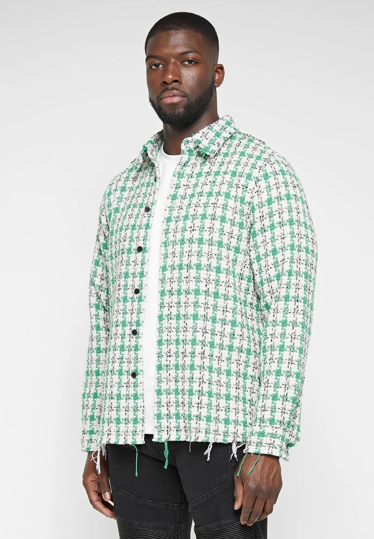 Man Shirts Distressed Check Shirt - Green