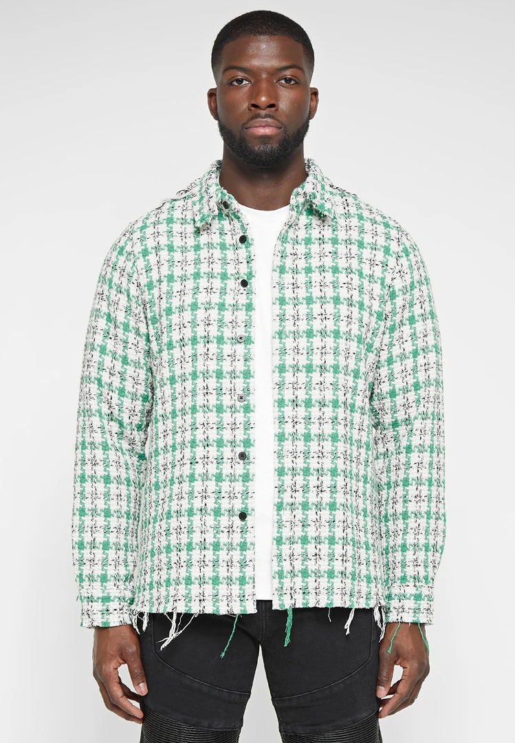 Man Shirts Distressed Check Shirt - Green