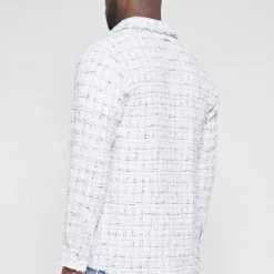 Man Shirts Distressed Check Shirt - White