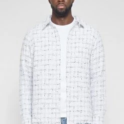 Man Shirts Distressed Check Shirt - White