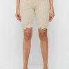 Woman Shorts Distressed Knitted Cycling Shorts - Beige