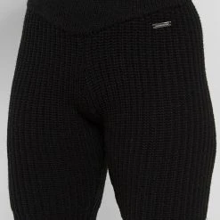 Woman Shorts CO-ORDS Distressed Knitted Cycling Shorts - Black