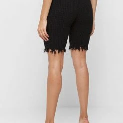 Woman Shorts CO-ORDS Distressed Knitted Cycling Shorts - Black