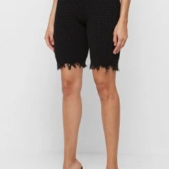 Woman Shorts CO-ORDS Distressed Knitted Cycling Shorts - Black