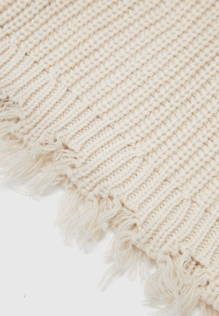 Woman Trousers Distressed Knitted Fit And Flare Trousers - Beige