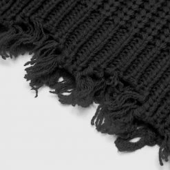 Woman Trousers Distressed Knitted Fit And Flare Trousers - Black