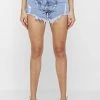 Woman Denim JEANS Distressed Marble Denim Shorts - Blue