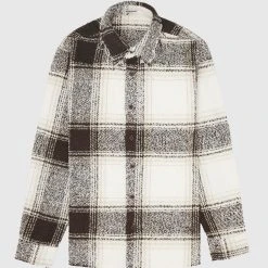 Man Shirts Distressed Textured Check Shirt - Beige