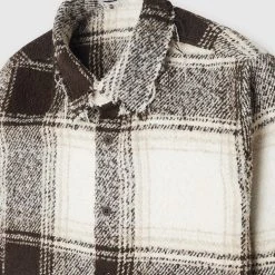 Man Shirts Distressed Textured Check Shirt - Beige