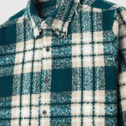 Man Shirts Distressed Textured Check Shirt - Green