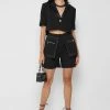 Woman Shorts Double Pocket City Shorts - Black