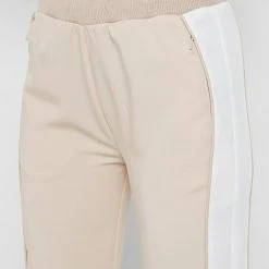 Woman Tracksuits Double Waistband Viscose Track Pants - Beige/White