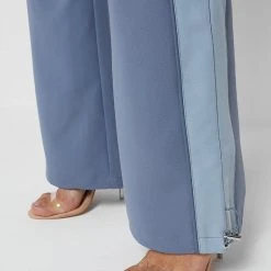 Woman Tracksuits Double Waistband Viscose Track Pants - Steel Blue