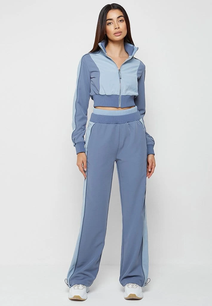 Woman Tracksuits Double Waistband Viscose Track Pants - Steel Blue