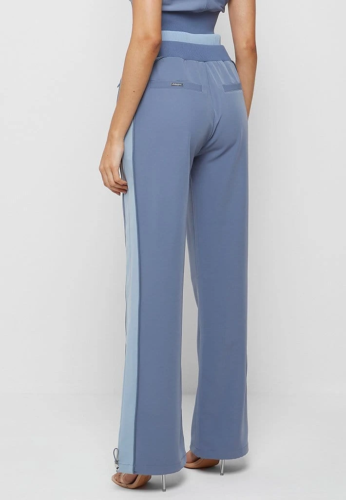 Woman Tracksuits Double Waistband Viscose Track Pants - Steel Blue