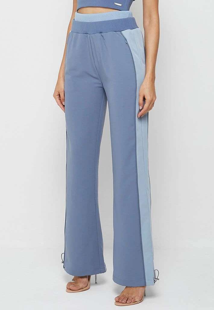 Woman Tracksuits Double Waistband Viscose Track Pants - Steel Blue