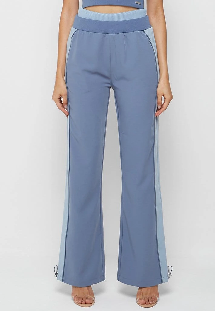 Woman Tracksuits Double Waistband Viscose Track Pants - Steel Blue