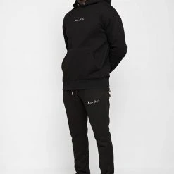 Man Hoodies Essential Signature Hoodie - Black