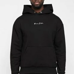 Man Hoodies Essential Signature Hoodie - Black